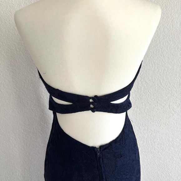 B Darlin Navy Lace Maxi Prom Dress NWOT - Picture 4 of 8